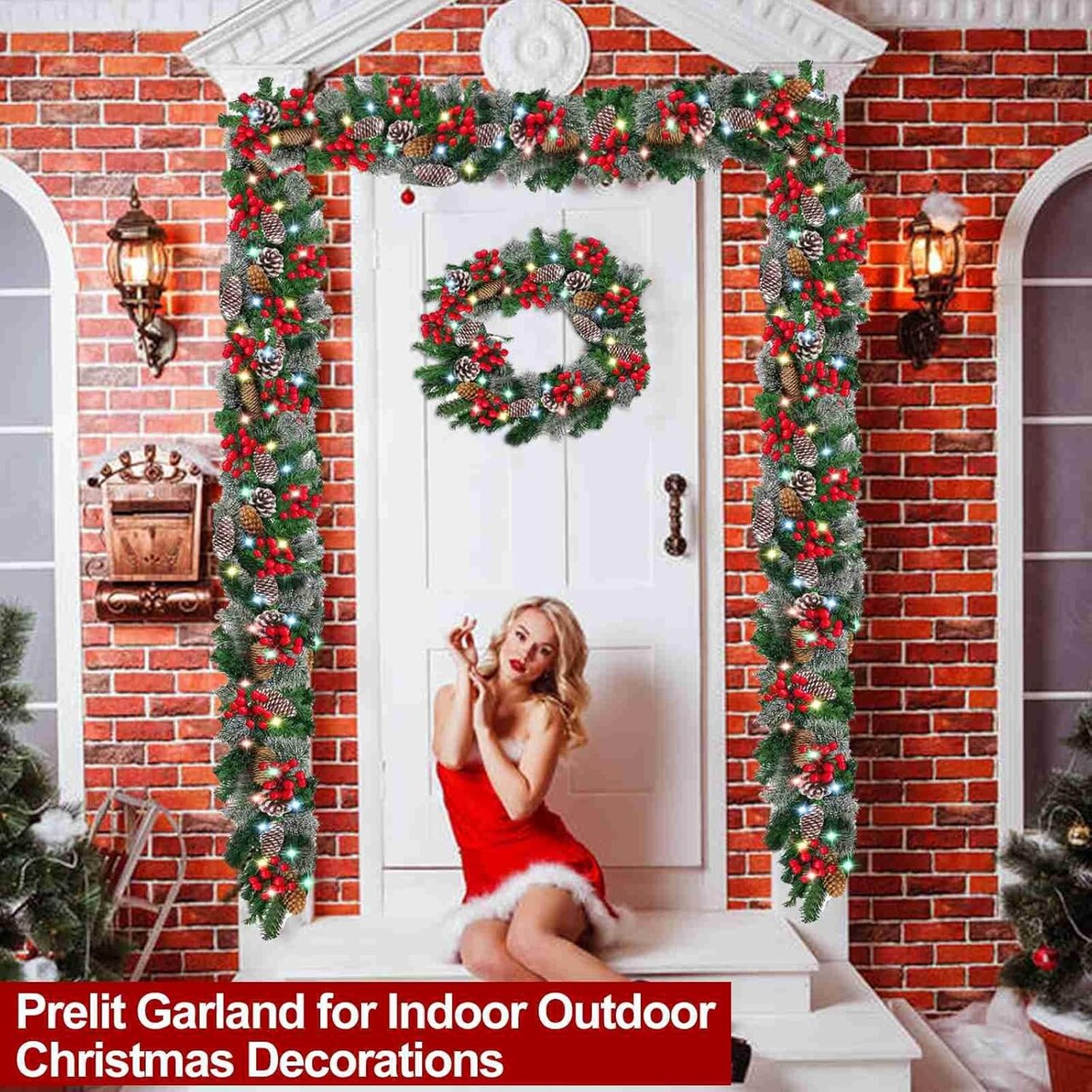 Timer & 8 Mode 9 Ft by 10 Inch 50 LED Prelit Christmas Garland Decorations